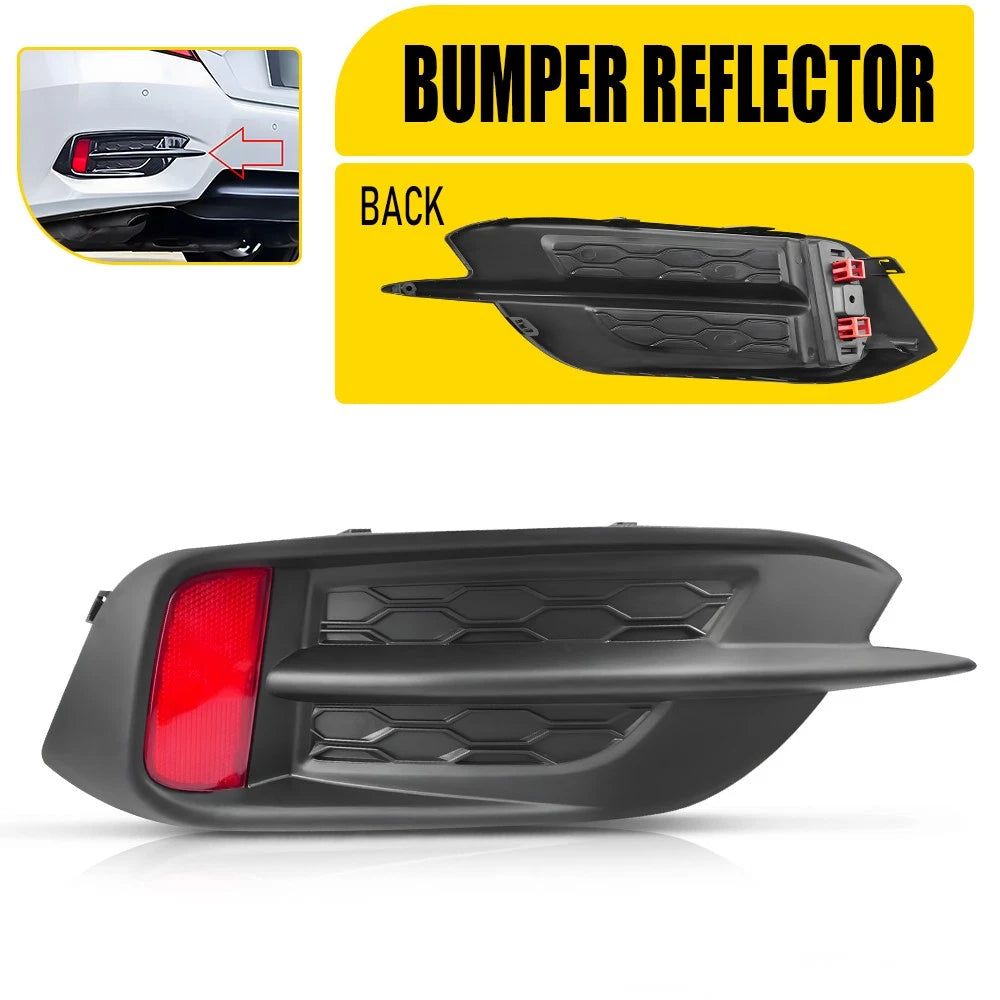 Rear Driver Side Bumper Reflector Bezel Trim for Honda Civic (2016–2021)