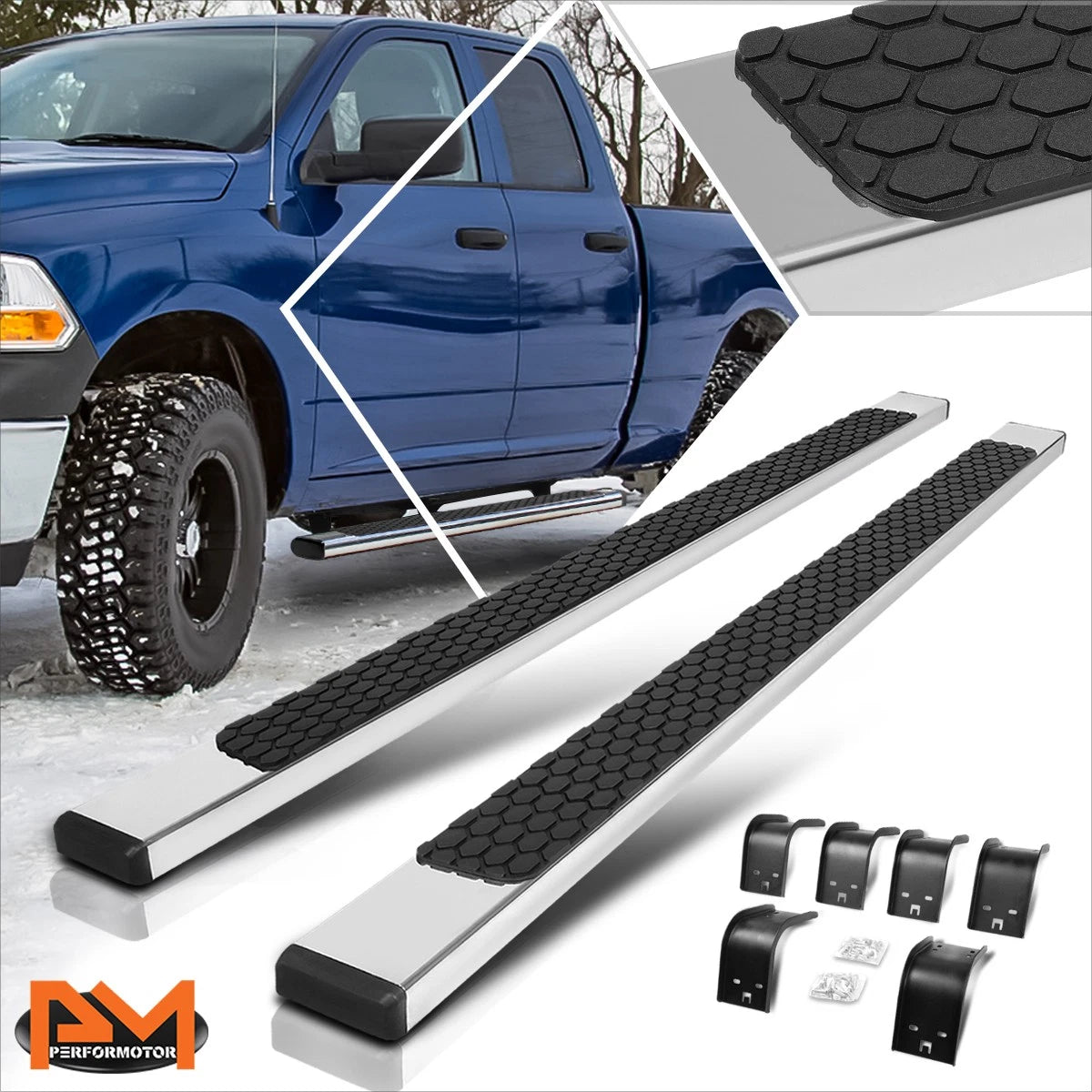 Set of 2 Chrome Nerf Bars for Dodge RAM 1500-3500 Ext Cab (2009–2022)
