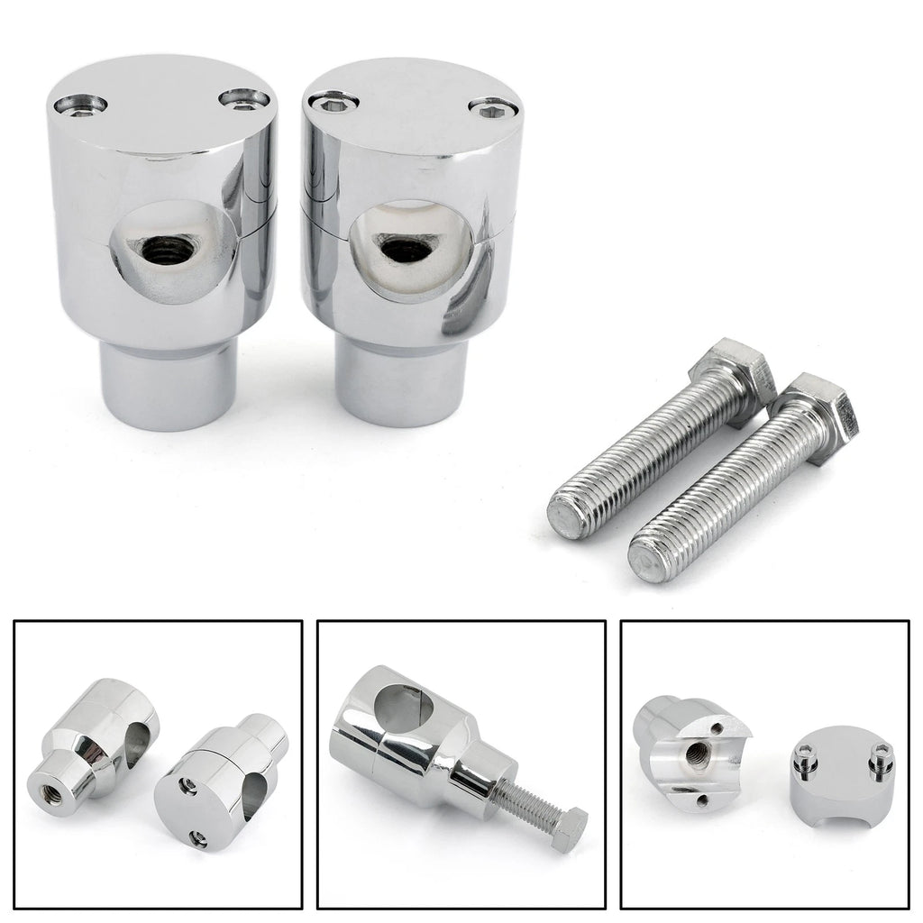 2" Handlebar Risers for Yamaha V-Star, Honda VTX, Suzuki (VN 900) Chrome