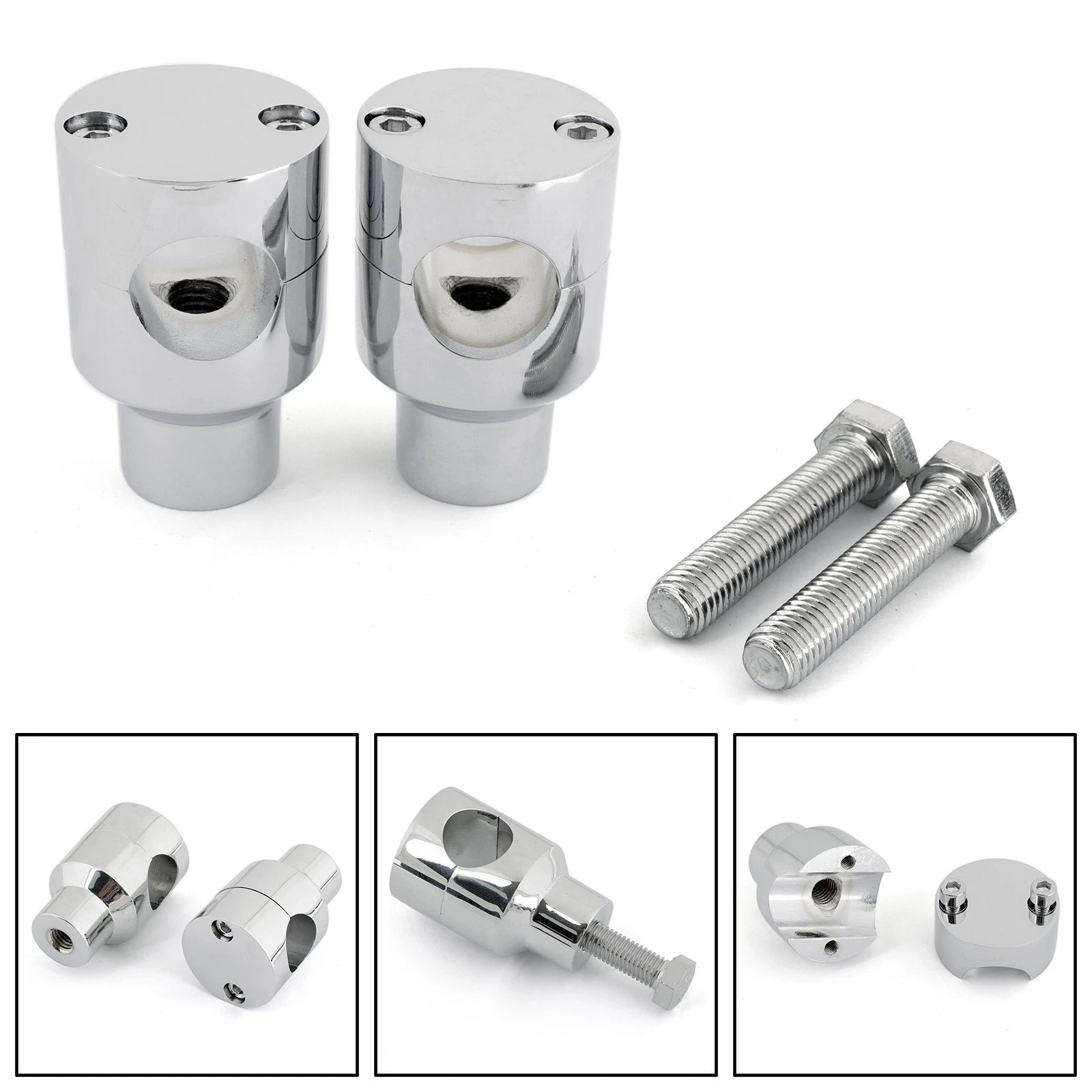 2" Handlebar Risers for Yamaha V-Star, Honda VTX, Suzuki (VN 900) Chrome
