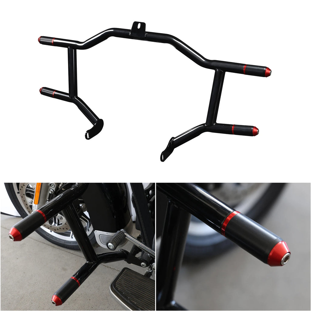 Front Highway Engine Guard Crash Bar for Harley Davidson Touring (2009–2023) Black Red