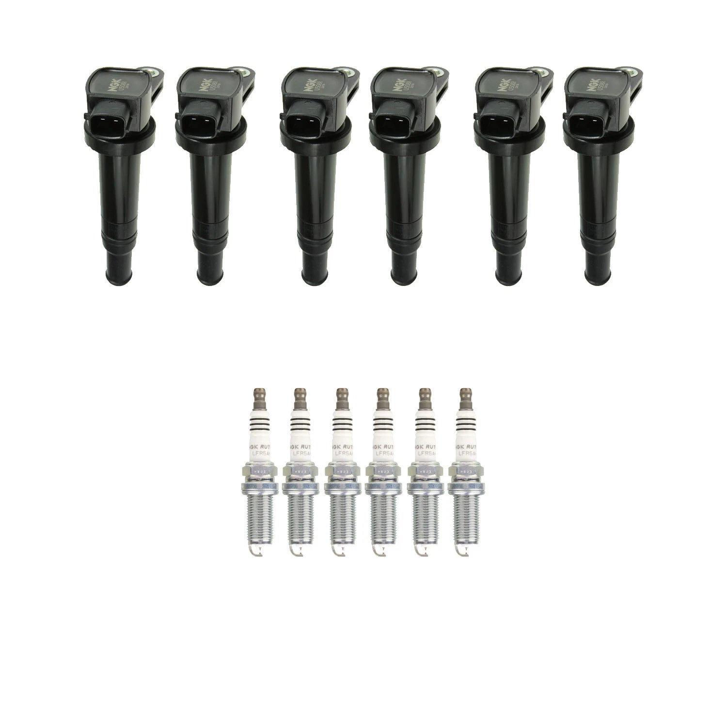 Set of 6 NGK Ignition Coils & Ruthenium Spark Plugs for Santa Fe, Optima (2001–2016)