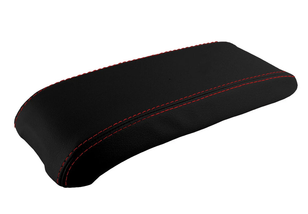 Leather Console Lid Armrest Cover for Jeep Compass (2009–2016) Red Stitch