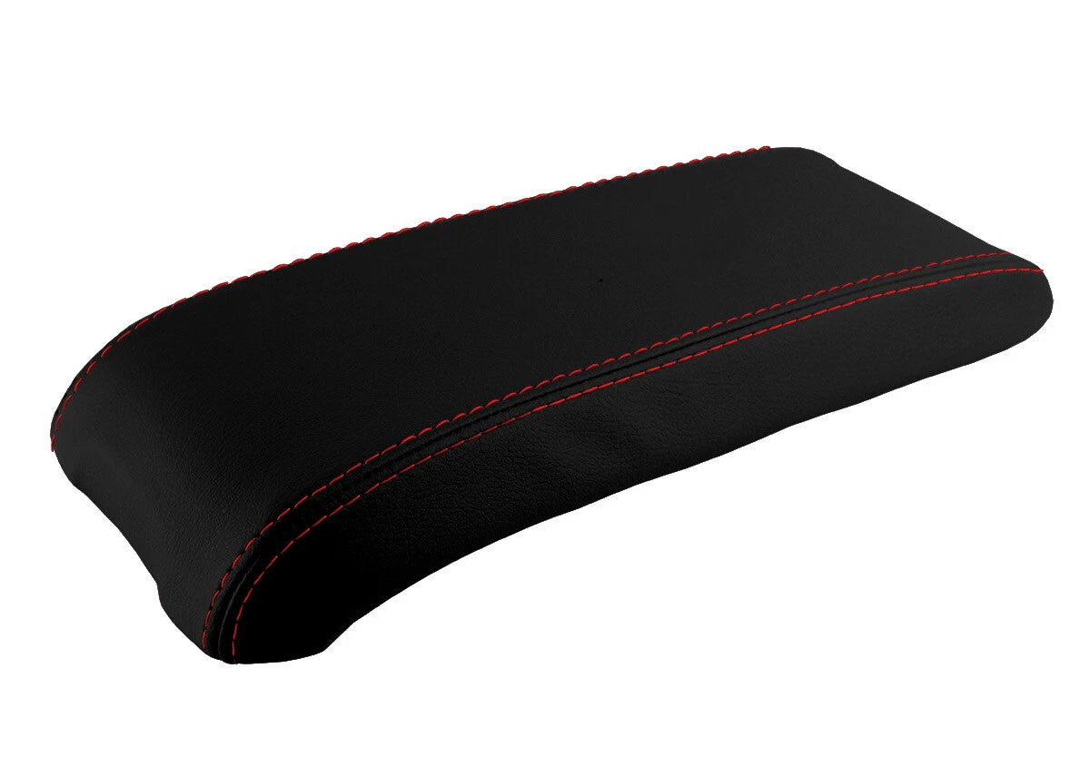 Leather Console Lid Armrest Cover for Jeep Compass (2009–2016) Red Stitch