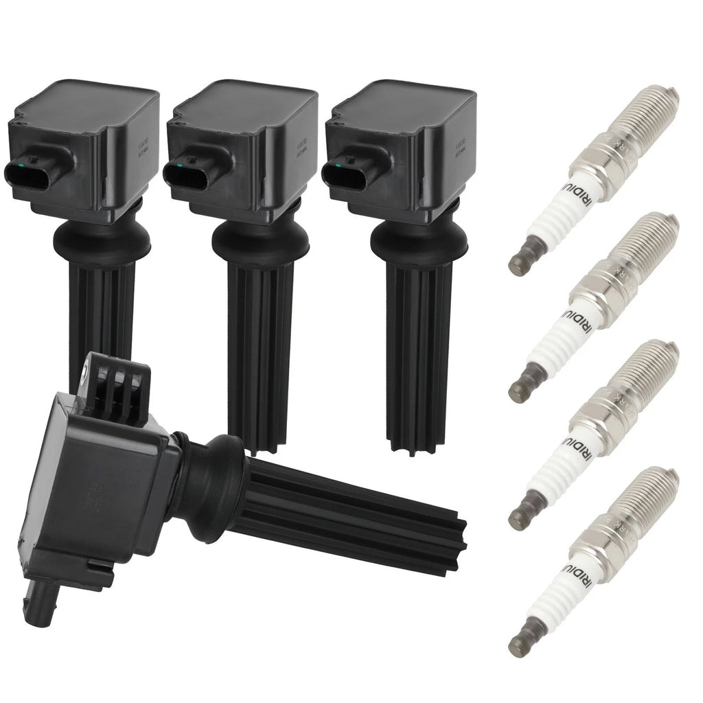 Set of 4 Ignition Coils & Spark Plugs for Ford Mustang 2.3L (2015–2019), Focus 2.0L (2012–2018)