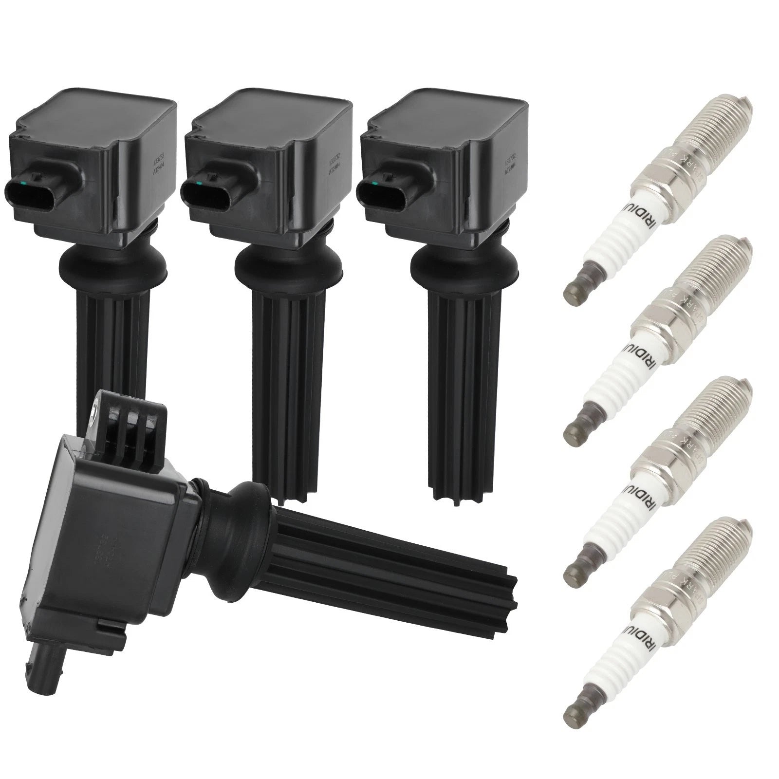 Set of 4 Ignition Coils & Spark Plugs for Ford Mustang 2.3L (2015–2019), Focus 2.0L (2012–2018)