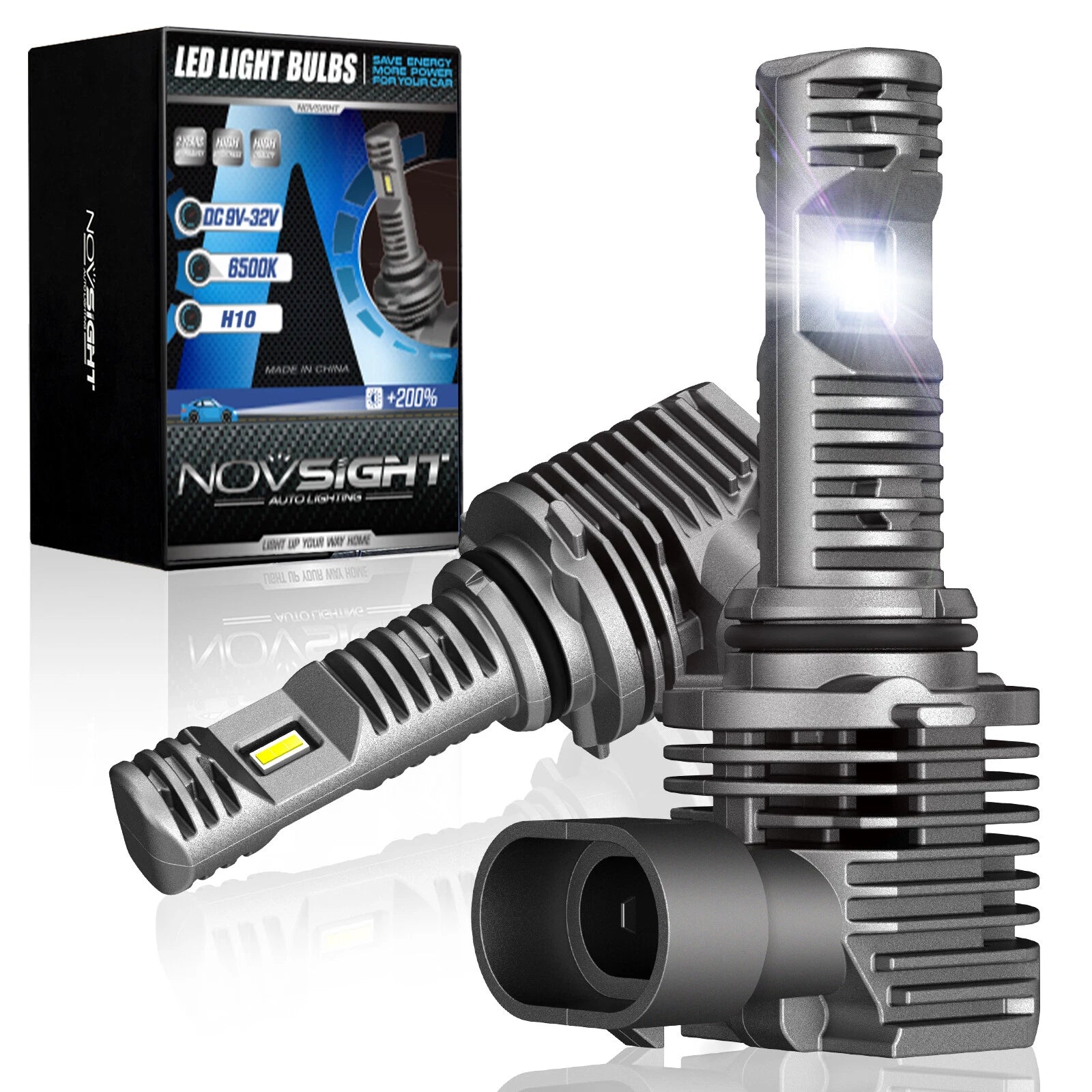 H10 LED Headlight Bulbs Kit for 6500K 10000LM 40W