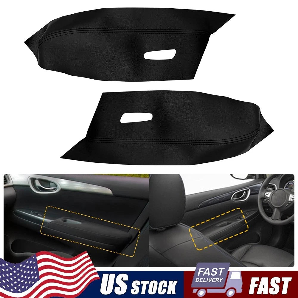 Pair Leather Armrest Covers for Nissan Sentra (2013–2019) V