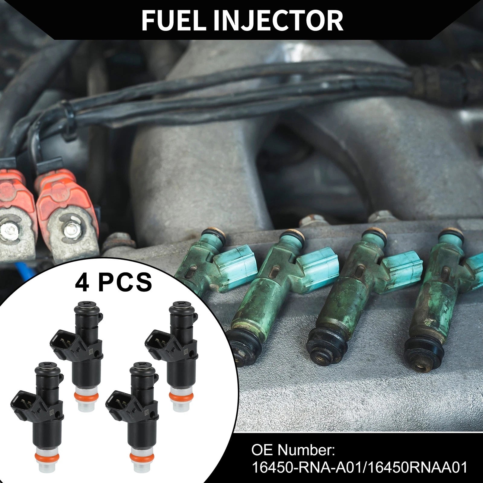 Set of 4 Fuel Injectors for Honda Civic (2006–2011) 1.8L No.16450-RNA-A01