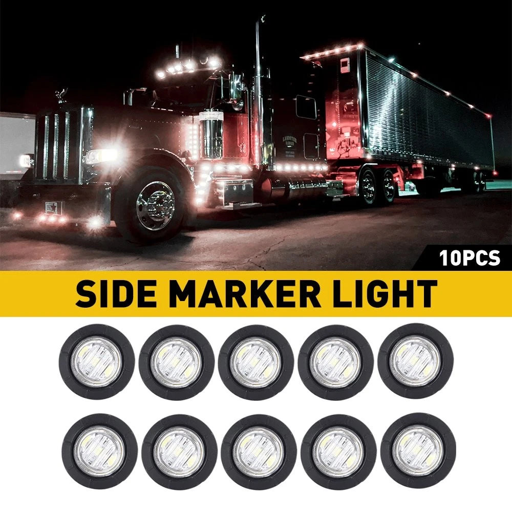 LED Round Pickup Side Marker Lights for Truck Trailer (Super White)