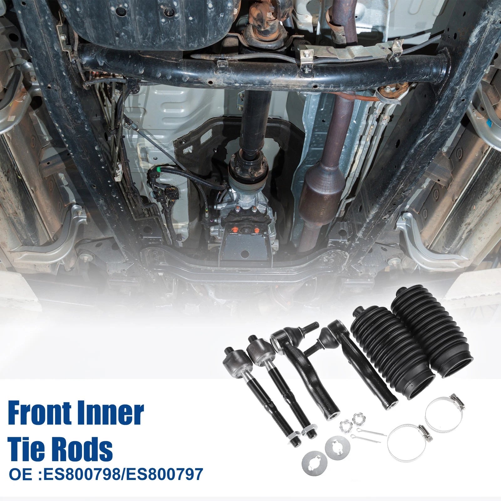 Set of 6 Front Inner Outer Tie Rods for Ford Fusion (2010–2012) with Boots