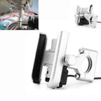 Handlebar Mirror Base Mount for Motorcycle (Universal) - USB Charger