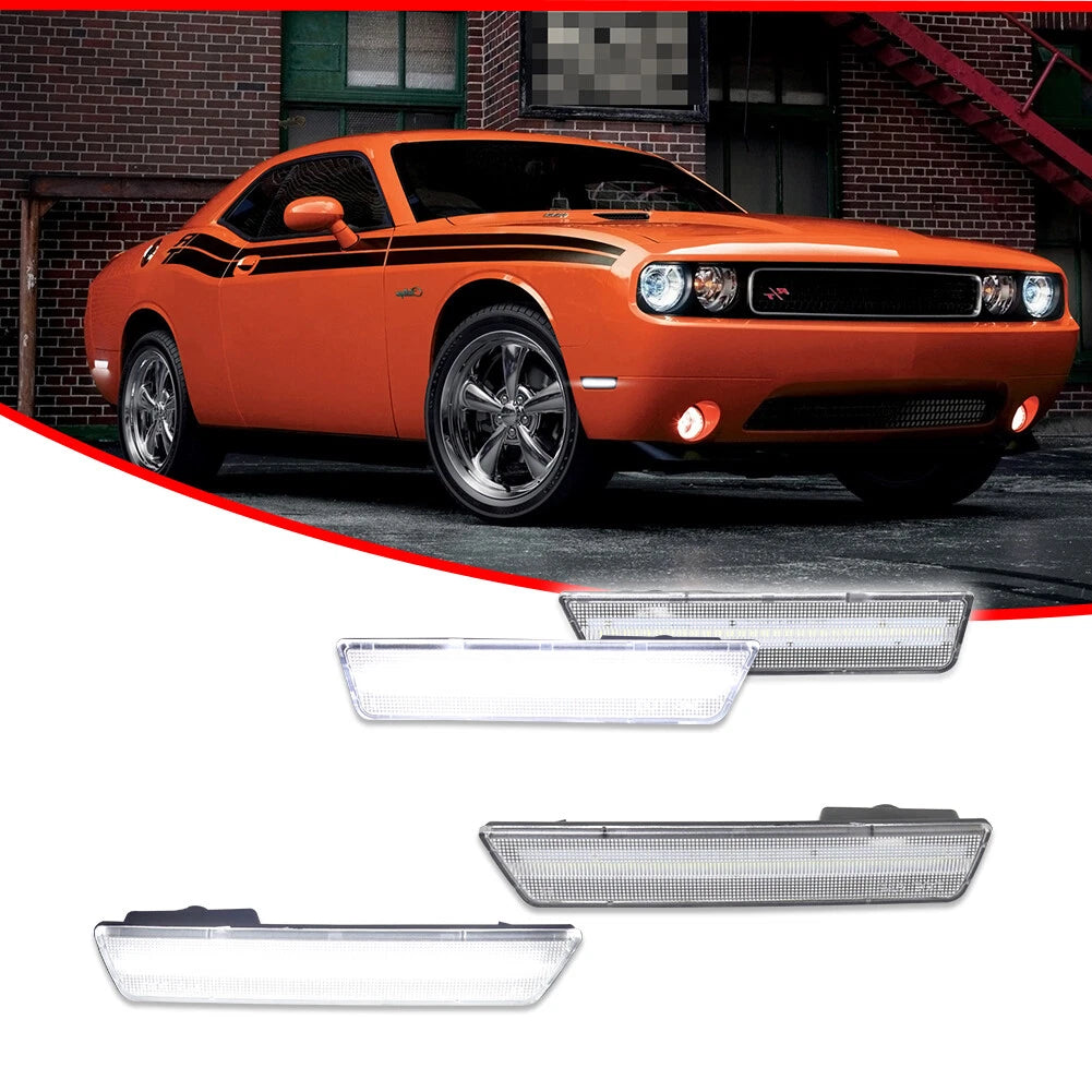 Set of 4 Clear Front Rear Side Marker Lights for Dodge Challenger (2008–2014)