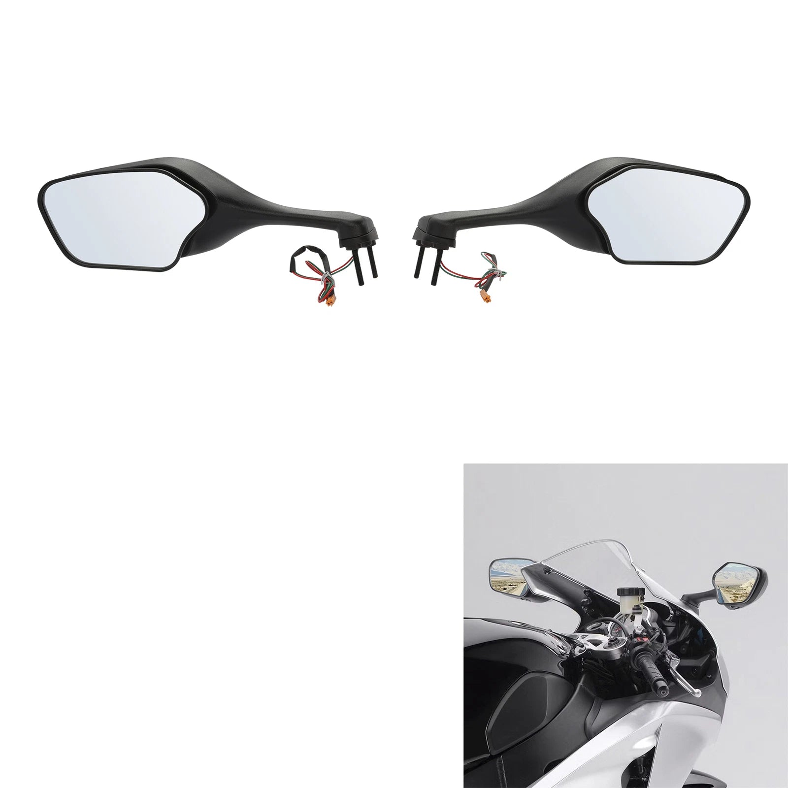 Set of 2 Black Rear View Mirrors with LED Turn Signal for Honda CBR1000RR (2008–2016)