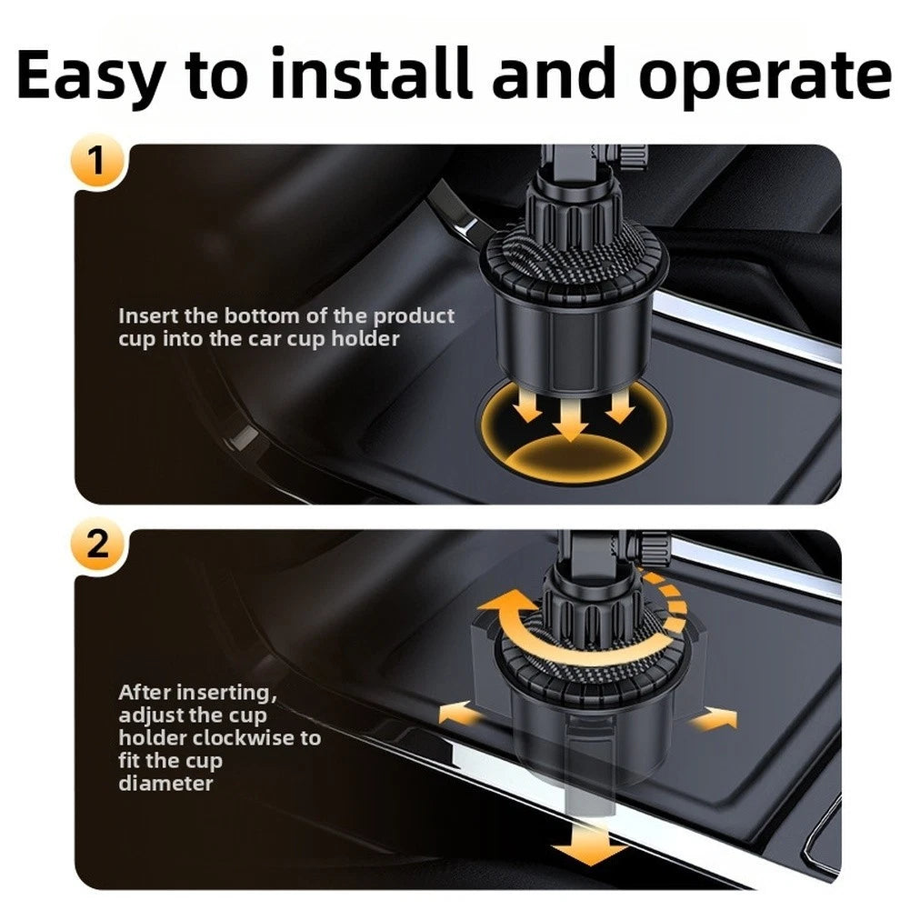 Adjustable Car Cup Holder Mount for Phones Tablets 4 to 13 Inch