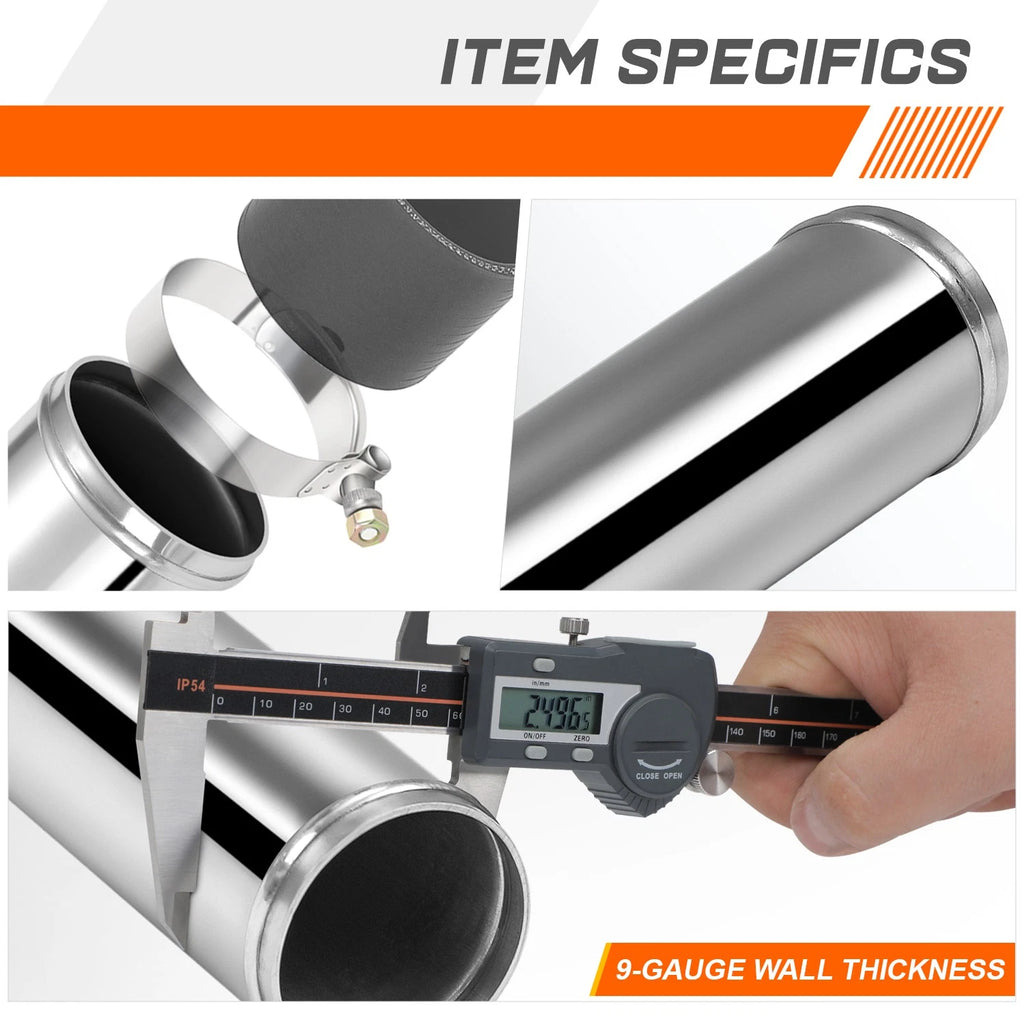 2.5" OD 9-Gauge Aluminum Intercooler Pipe for Universal Applications (N/A)