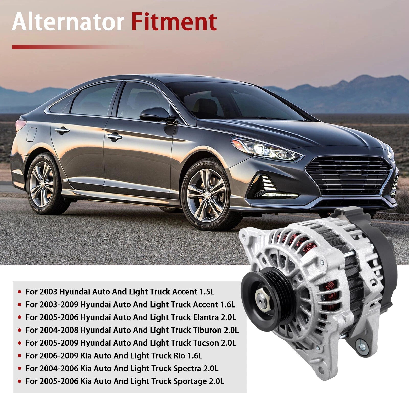 Alternator for Hyundai Accent Elantra (2000-2002) 90 Amp