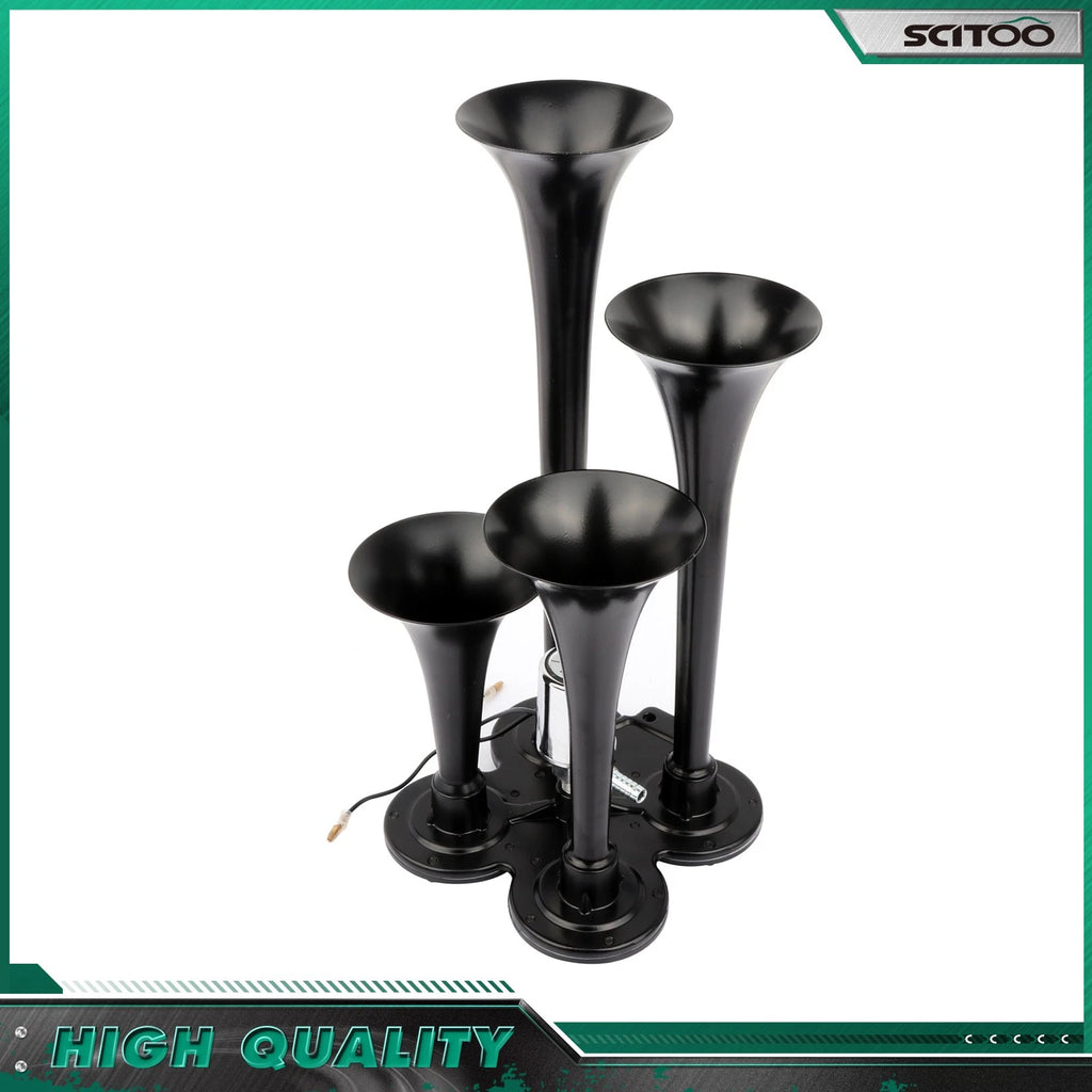4 Trumpet Train Air Horn Kit for Ford Chevy Ram Toyota (185db)