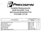 Door Glass Weatherstrip Vent Seal Gasket Kit for 1964-1966 Chevy GMC Truck