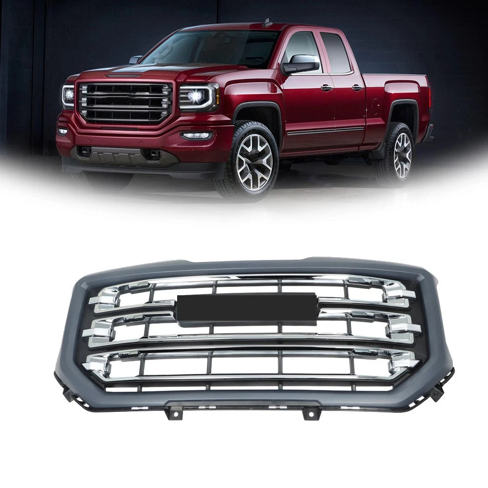 Front Bumper Grille for GMC Sierra 1500 (2016â2019) Black Chrome