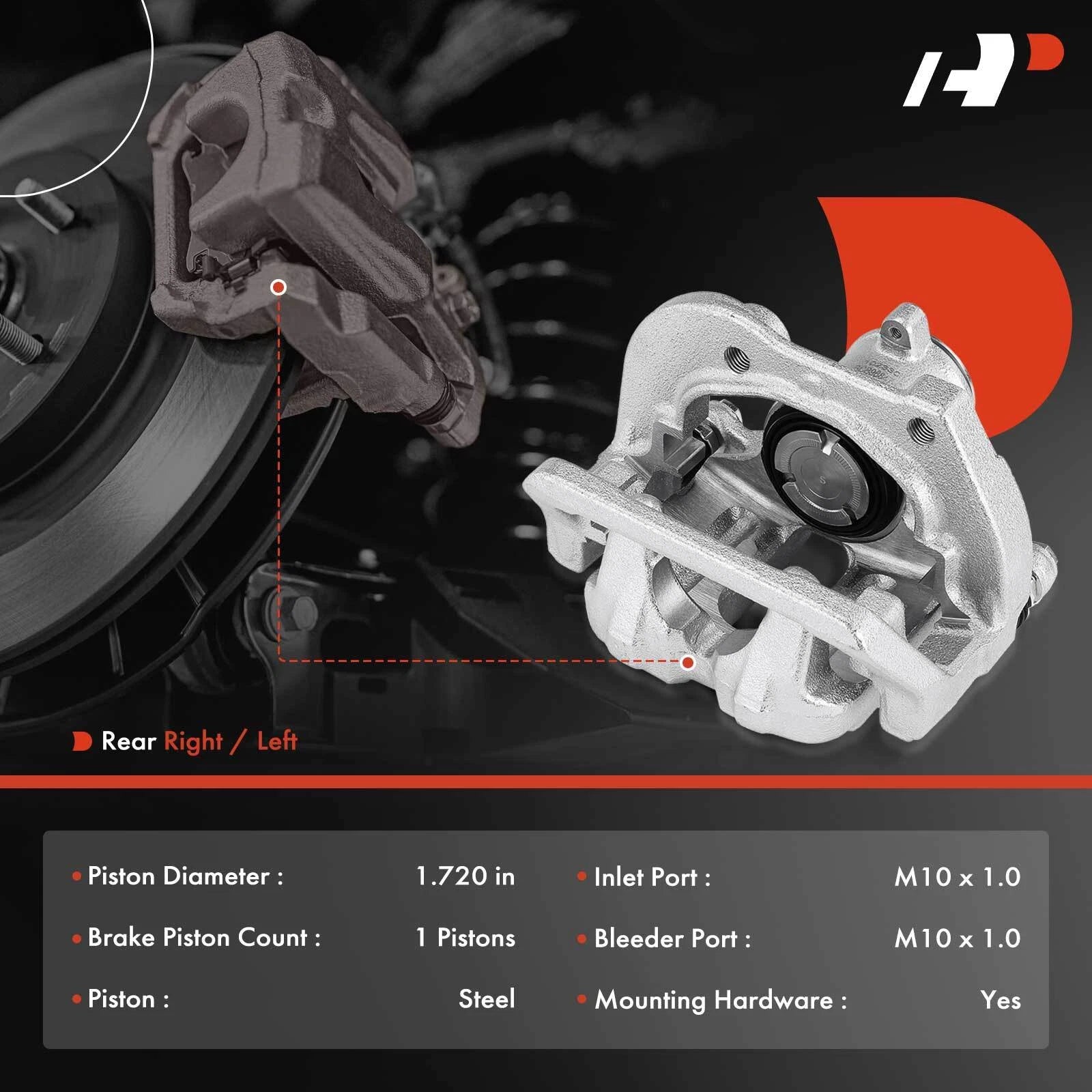Pair Rear Disc Brake Caliper with Bracket for BMW 640i/650i (2012–2017)