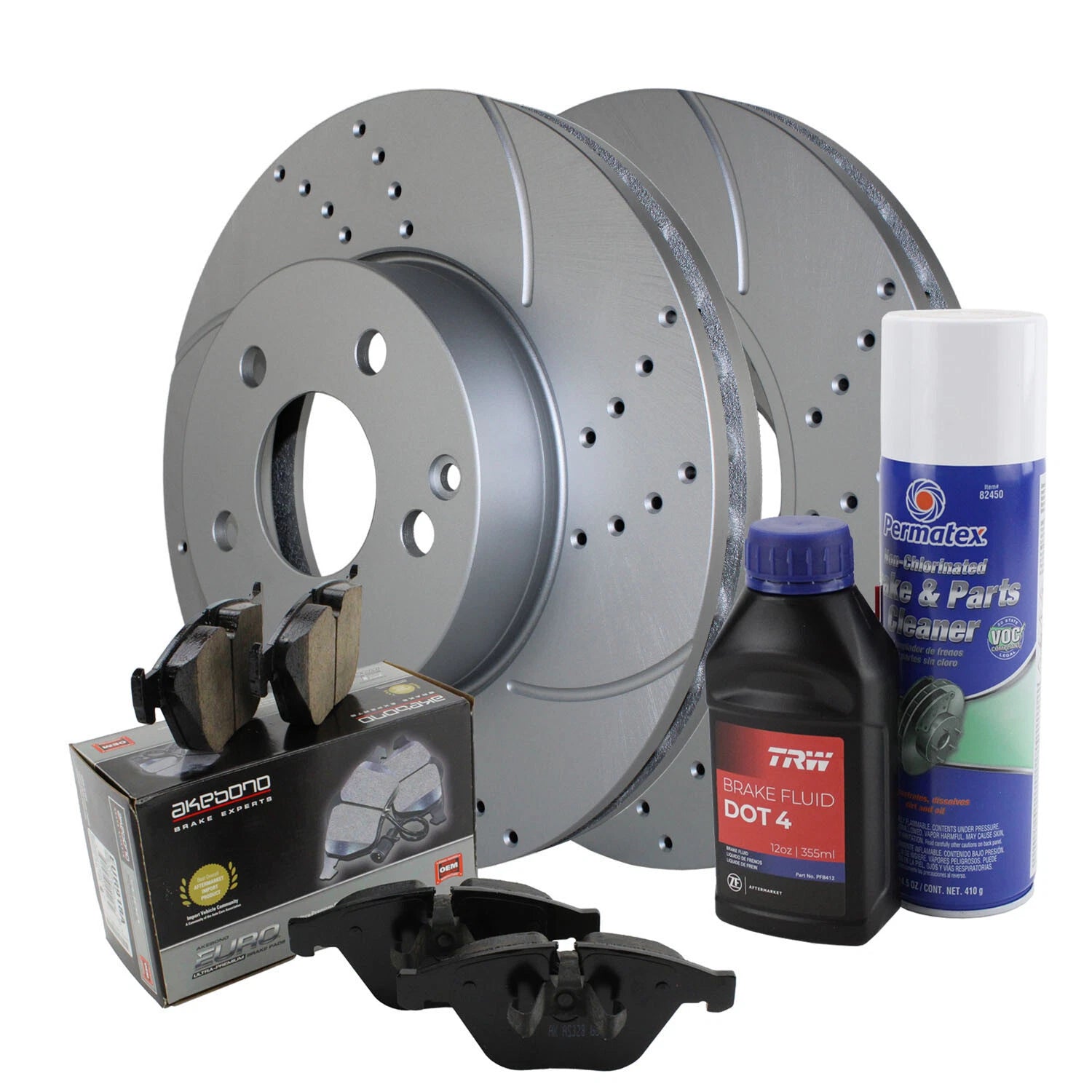 Front Brake Kit 295mm Drilled Disc Rotors & Akebono Pads for MB W204 W212