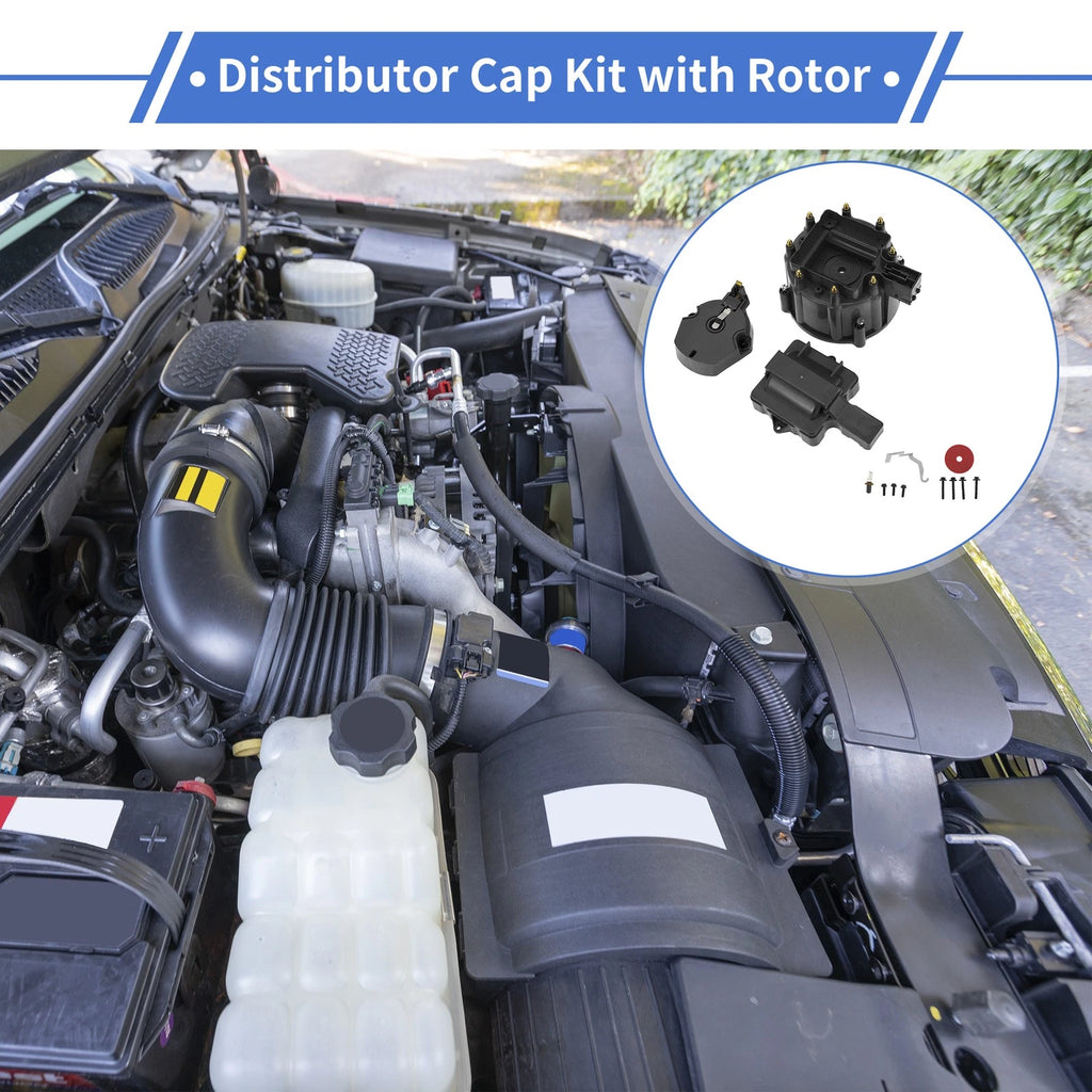 Distributor Cap Kit for Chevy GM SBC BBC 305 327 350 396 (Black)