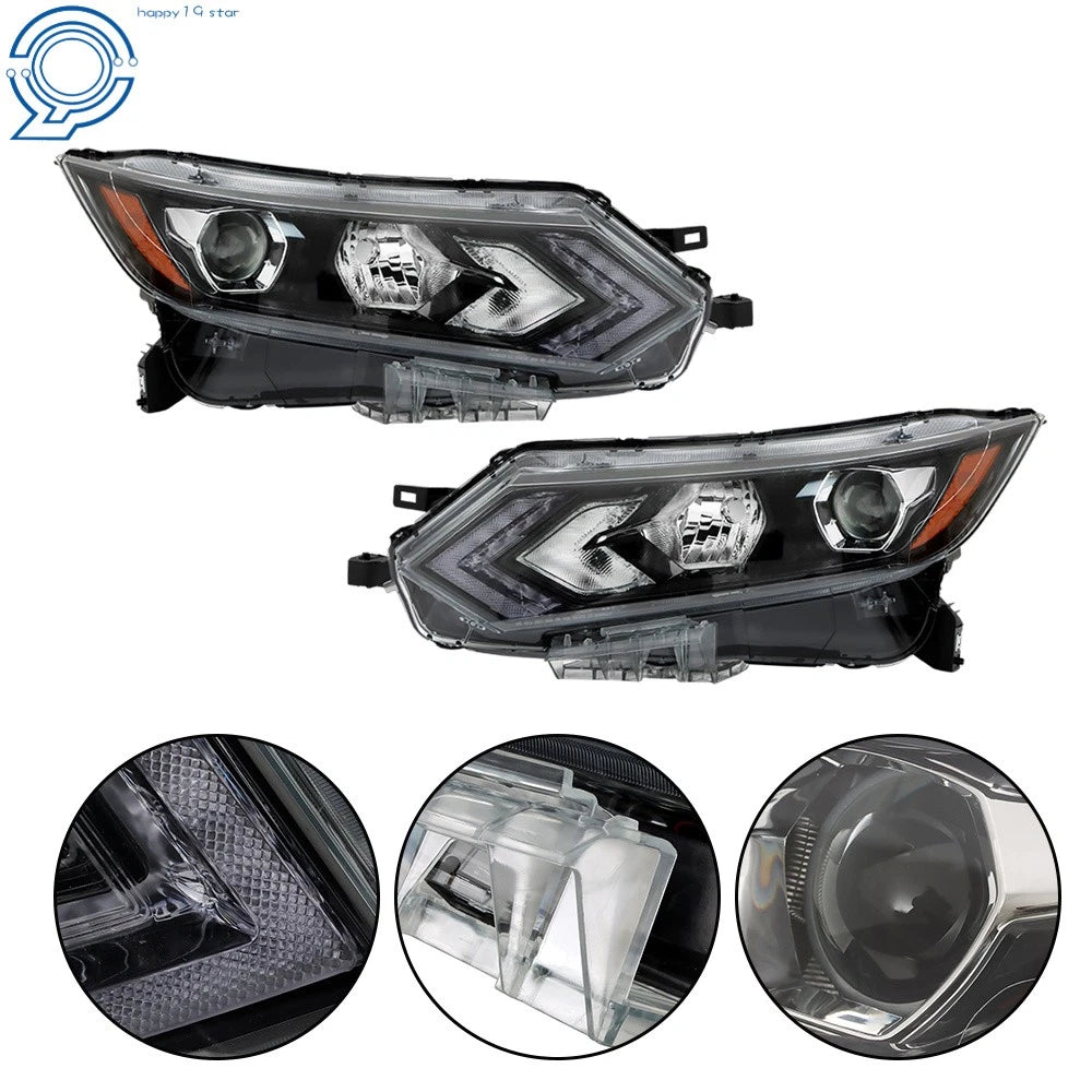 Set of 2 Halogen Headlights with LED for Nissan Rogue Sport (2020–2022)