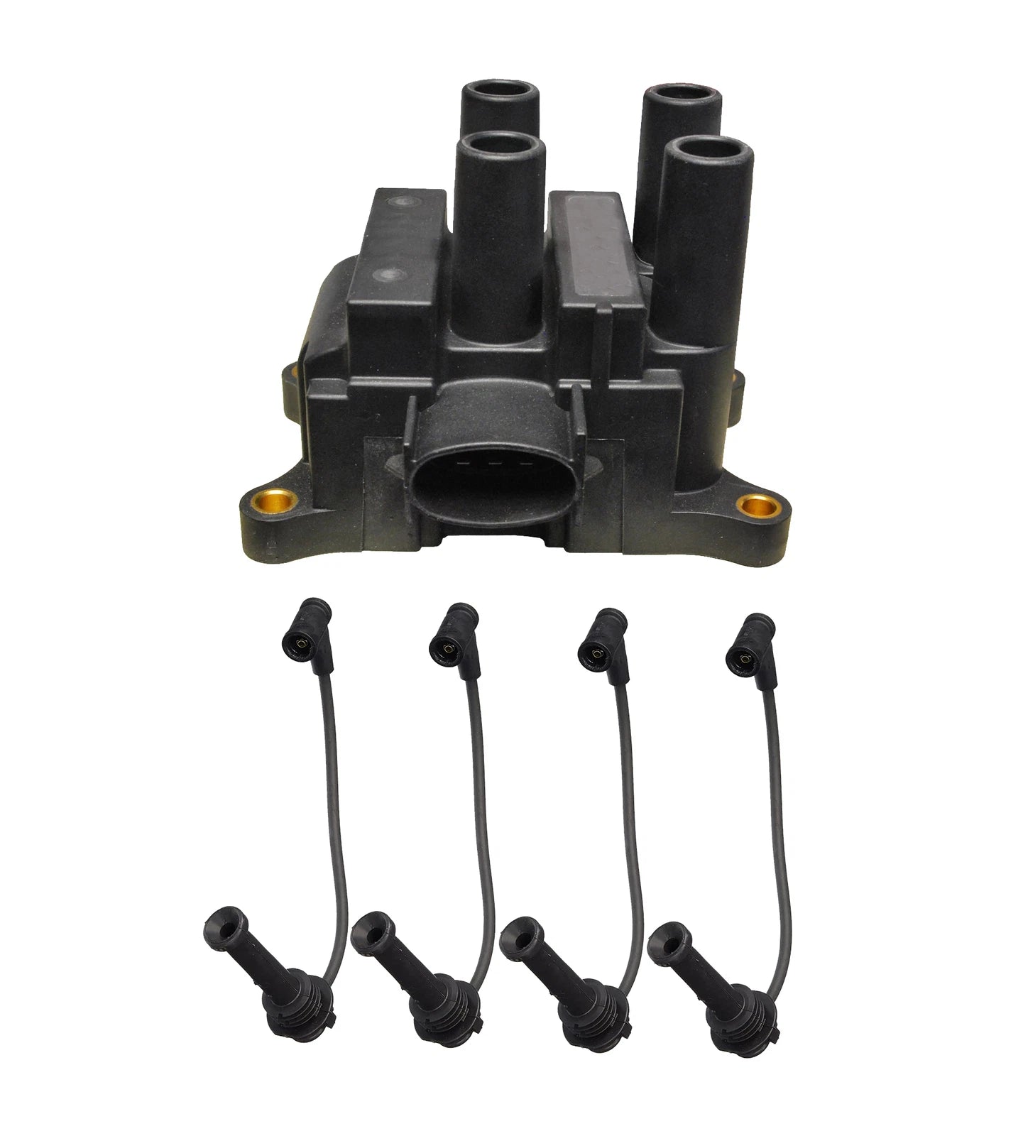 Ignition Coil & Spark Plug Wire Set 8mm for Ford Mazda Mercury L4