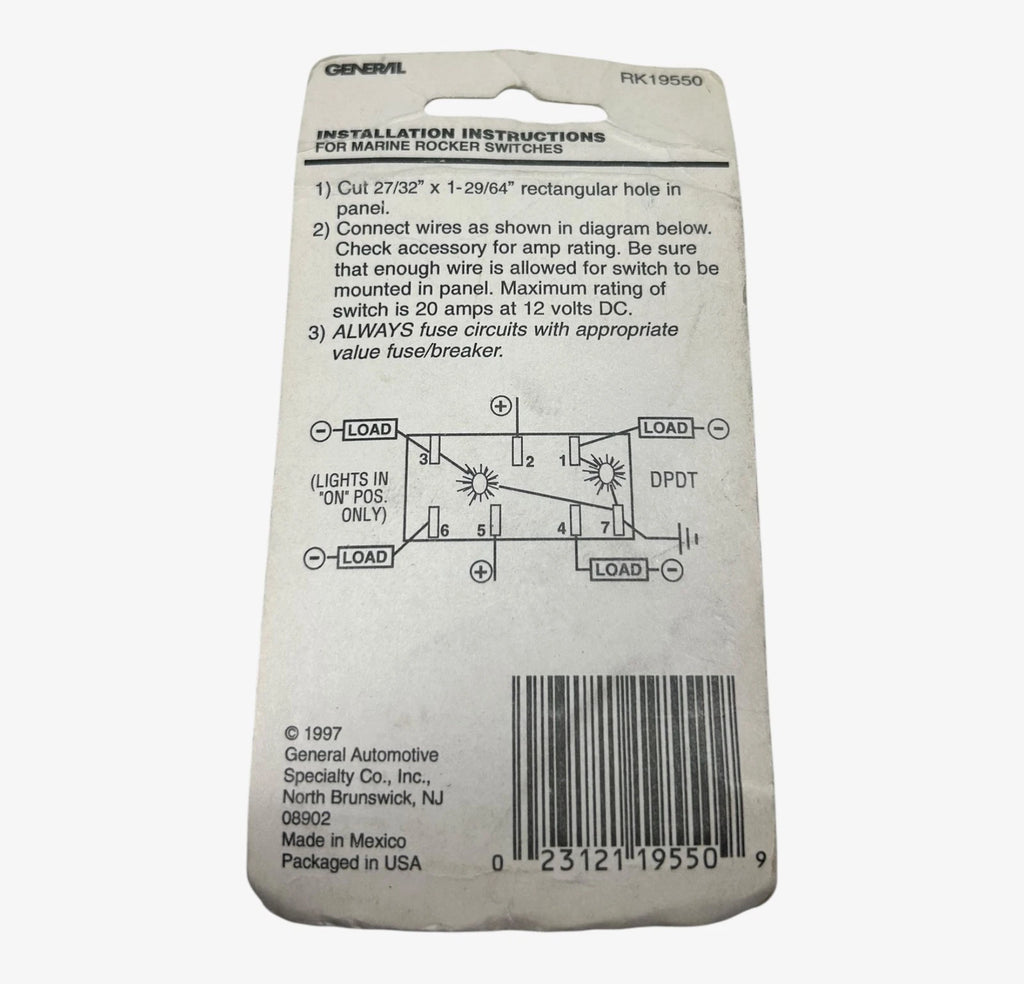 2X Rocker Switch for General Marine RK19550 (Mom On-Off-Mom On)