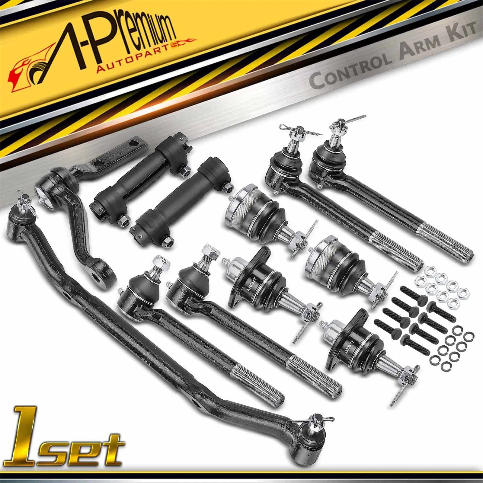 Set of 12 Front Idler Arm Drag Link Tie Rod Ball Joints for Chevy Blazer (1996–2005)