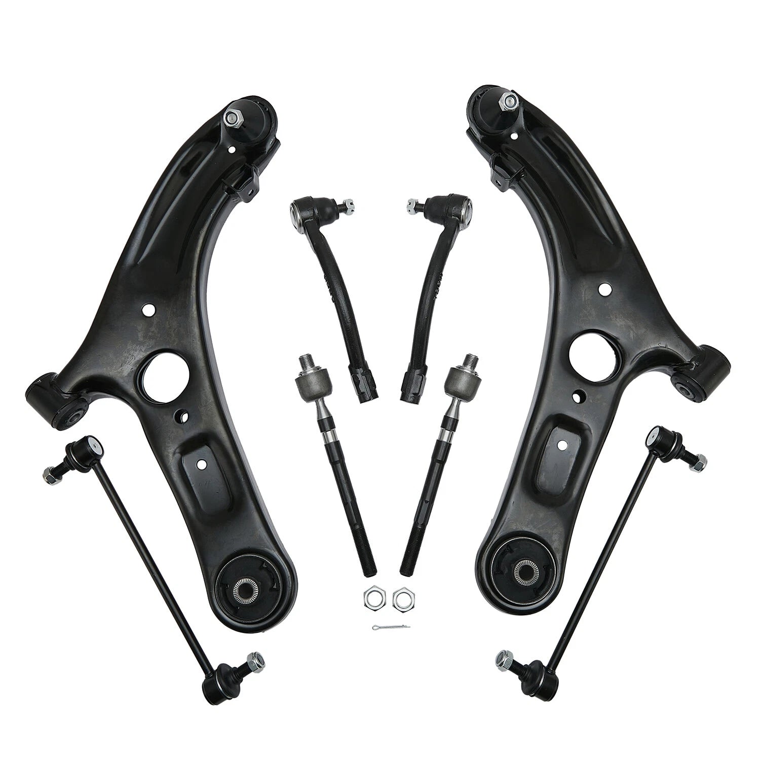 Set of 2 Front Lower Control Arms & Tie Rod Ends for Hyundai Elantra (2013–2016) / Veloster (2012–2017)