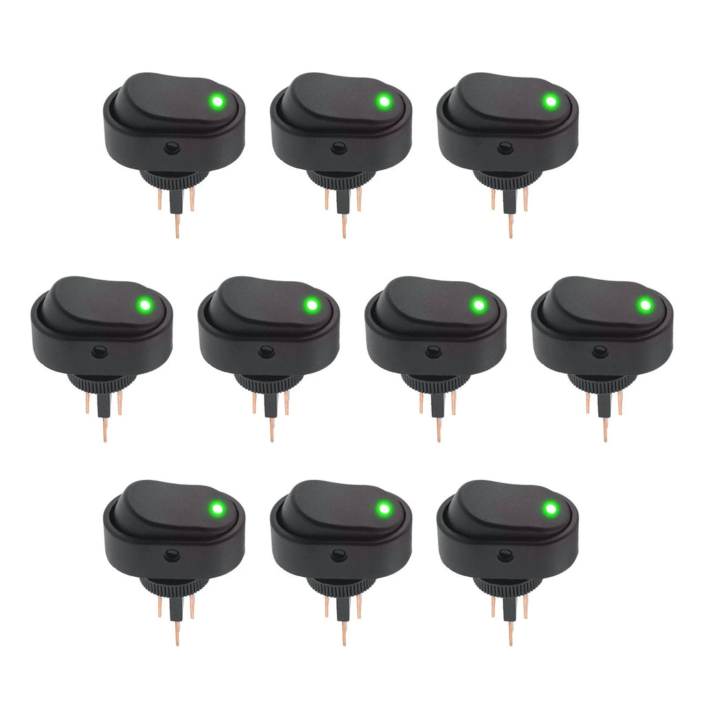 10 Pack Rocker Switch ASW-20D 30A 12VDC LED for Car Boat Panels