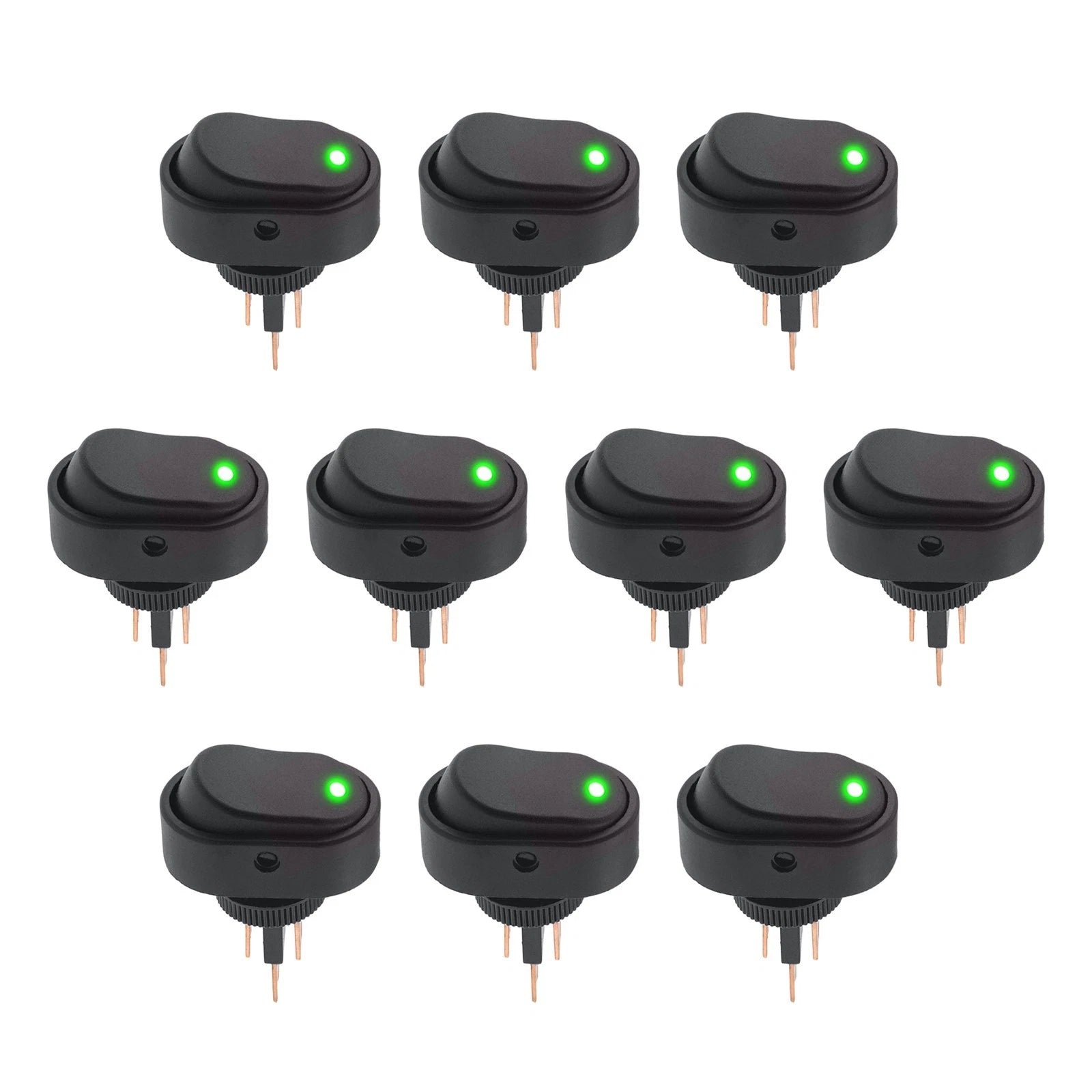 10 Pack Rocker Switch ASW-20D 30A 12VDC LED for Car Boat Panels