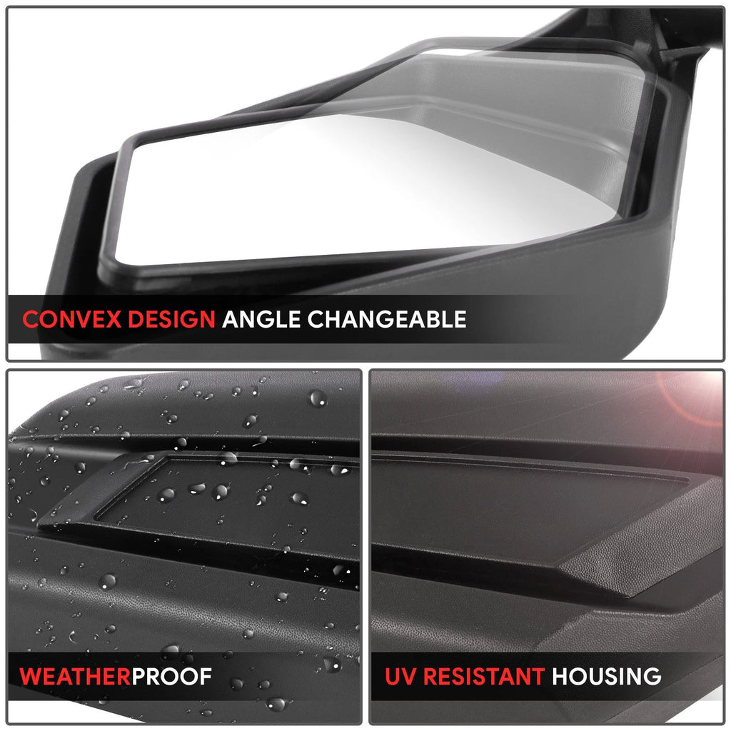 Black Aluminum Convex Glass Side View Mirrors for Can-Am Maverick X3 (2017–2023)
