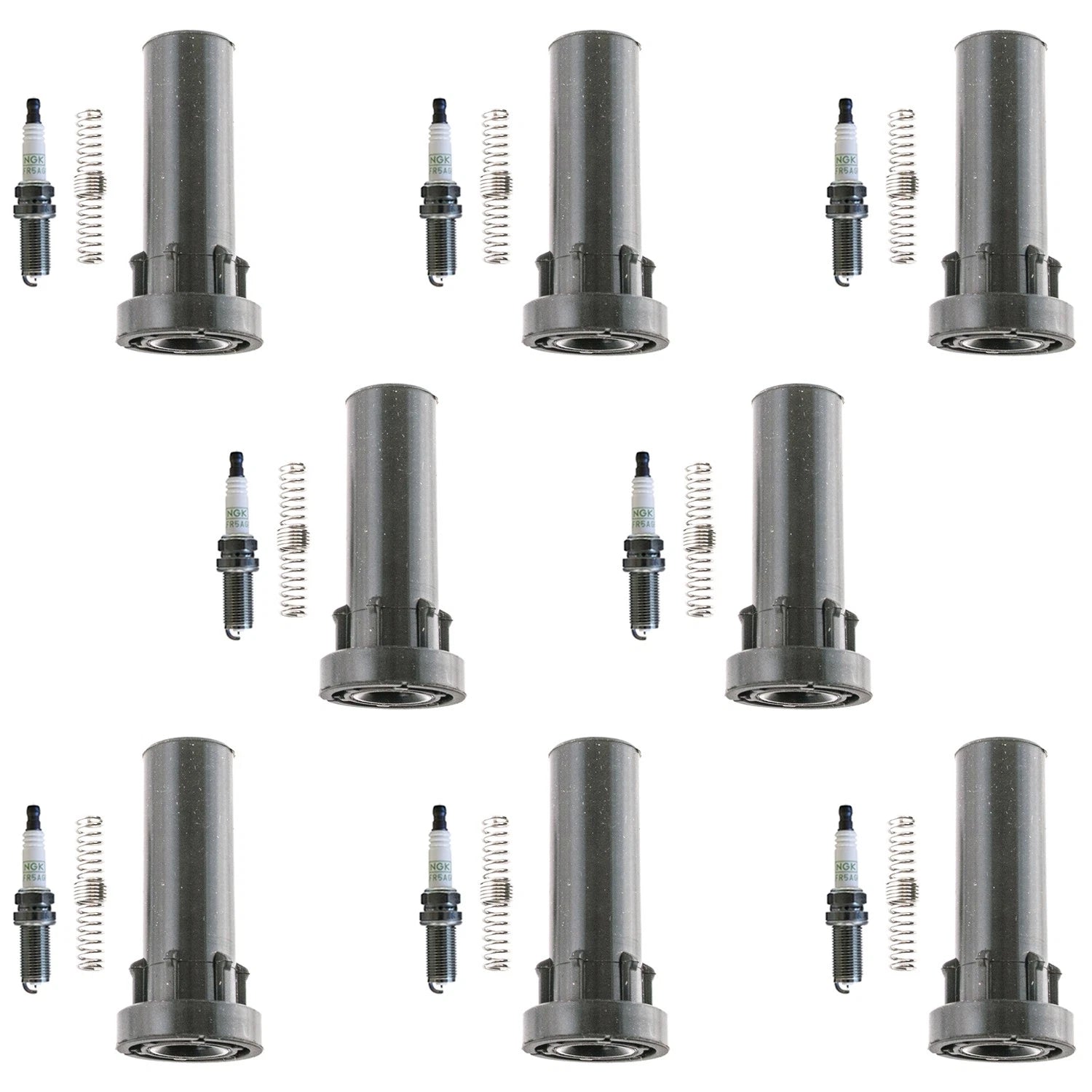 Set of 8 NGK G-Power Platinum Spark Plugs & Denso Coil Boots for Dakota Ram 1500 (1997–2004)