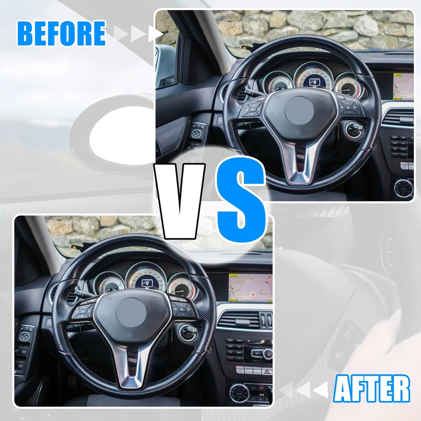 Steering Wheel Cover for Mercedes Benz A B C (Plastic Trim Replacement)