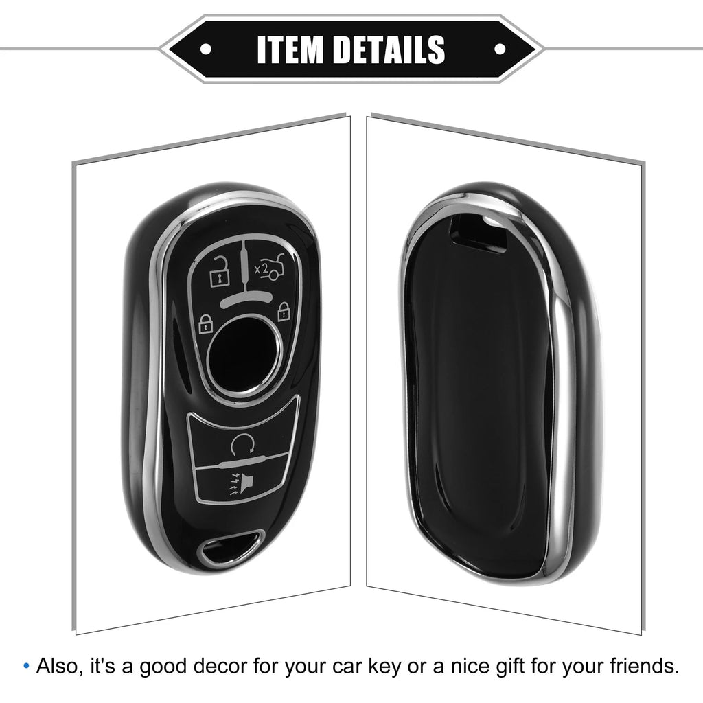 6 Button Key Fob Case Cover for Buick Encore, Enclave (2013–2021) TPU Black