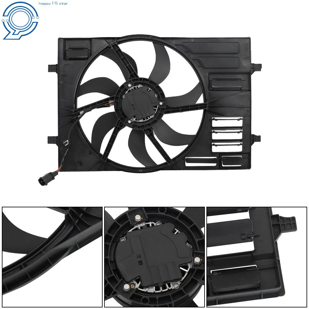 Cooling Fan Assembly for Audi A3 S3 VW e-Golf Golf Jetta (2015–2020)