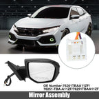 3 Pin Right Side Exterior Door Mirror Assembly Black for Honda Civic (2016-2021)