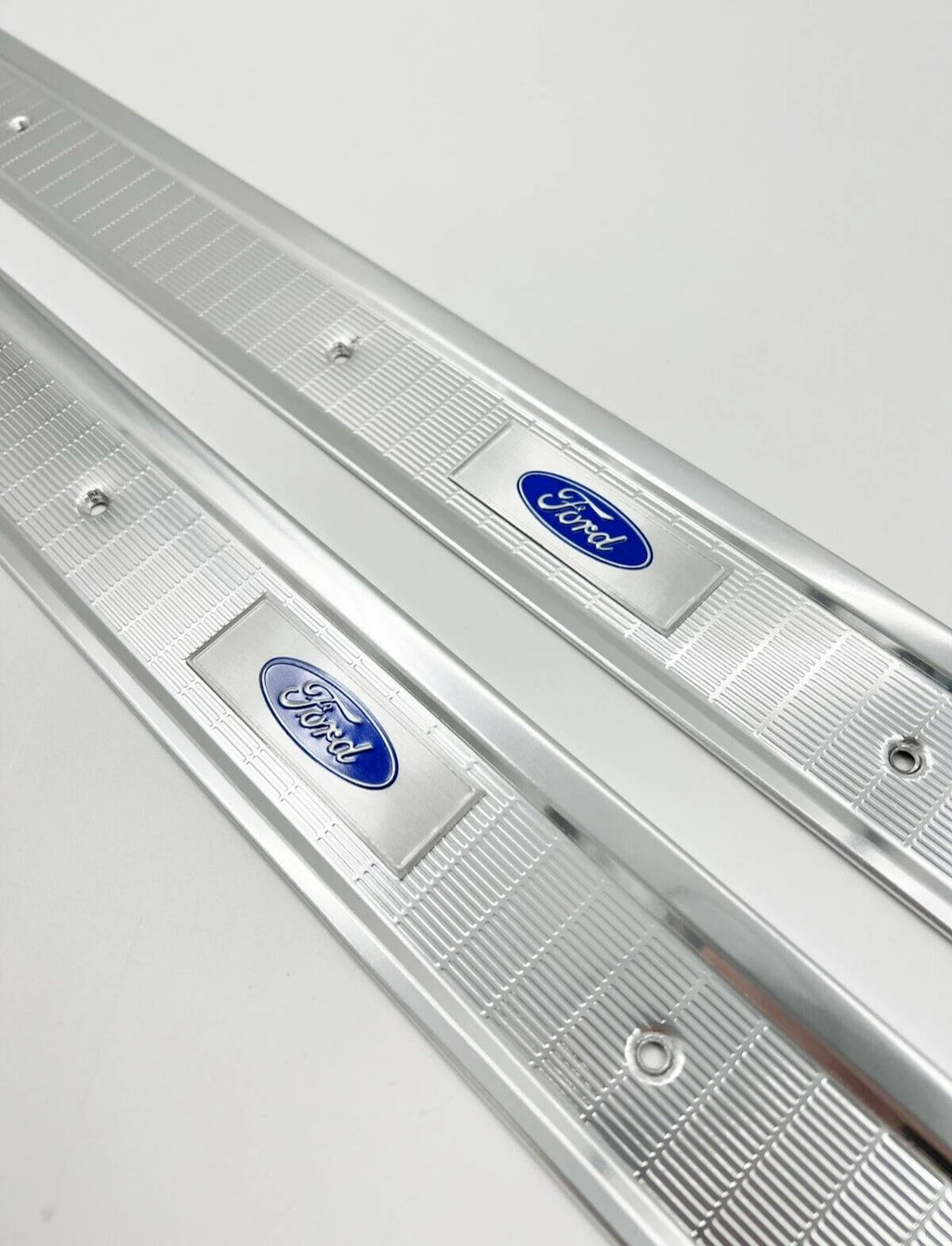 Door Sill Scuff Plates w Blue Decal for 1966–1969 Ford Fairlane
