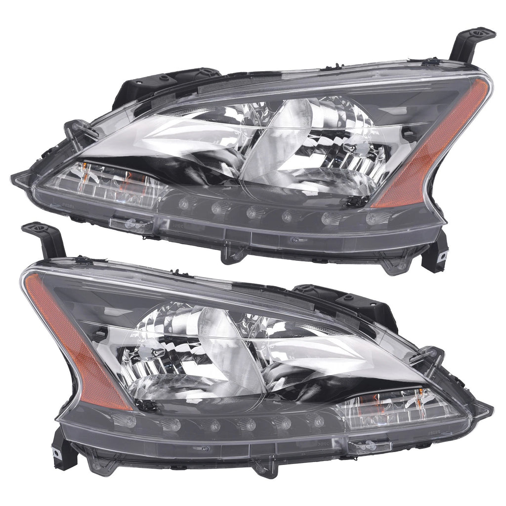 Set of 2 Halogen Headlights Assembly for Nissan Sentra (2013-2015)
