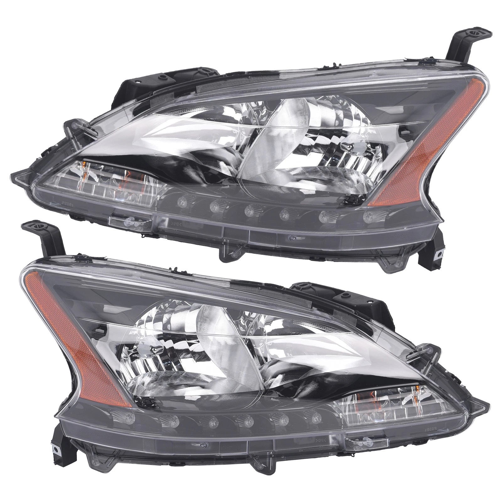 Set of 2 Halogen Headlights Assembly for Nissan Sentra (2013-2015)