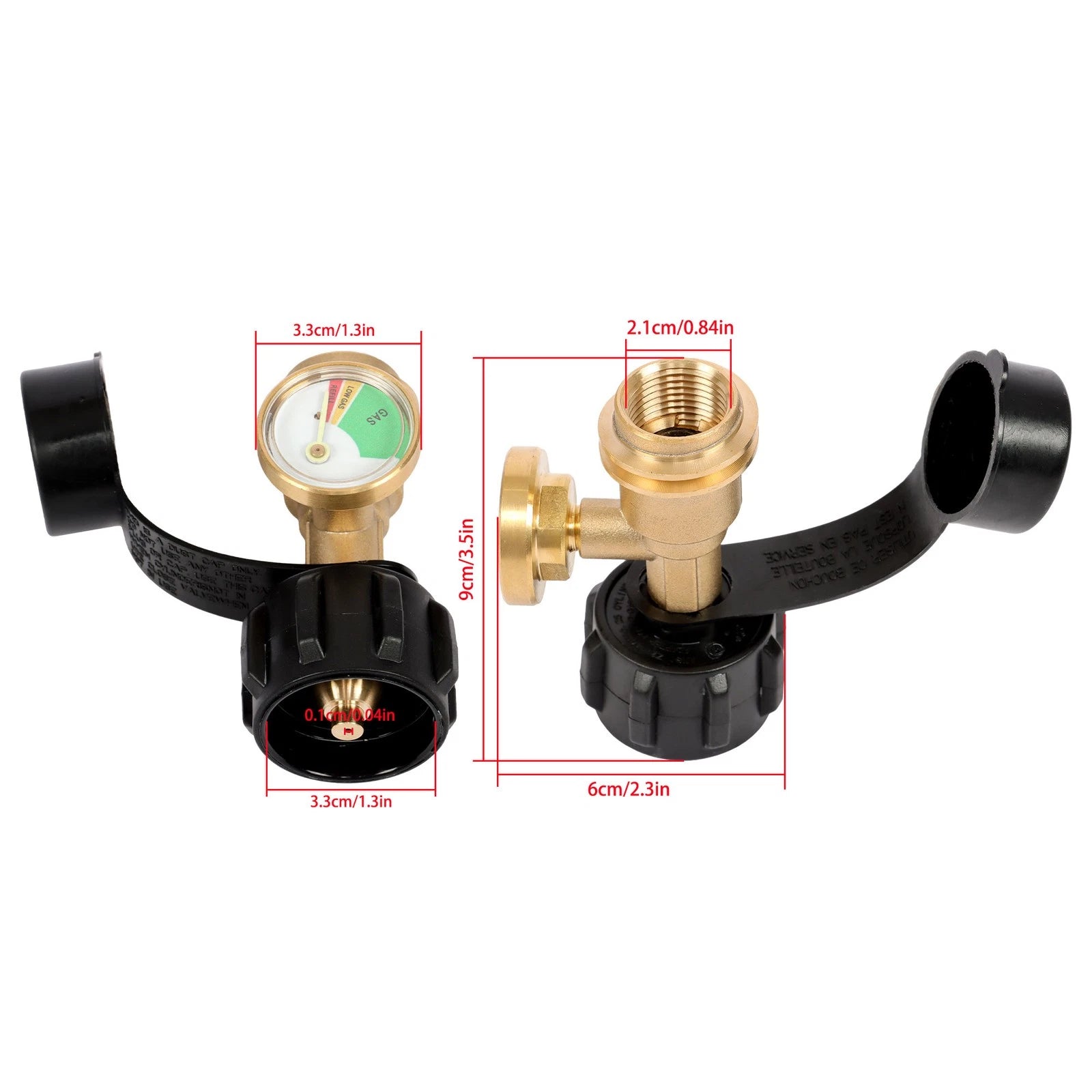 6PCS Gas Tank Copper Adapter for Propane with Pressure Gauge