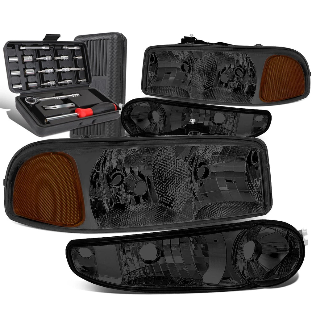Smoked Amber Side Headlight Bumper Lamps for GMC Sierra/Yukon (2001–2007)