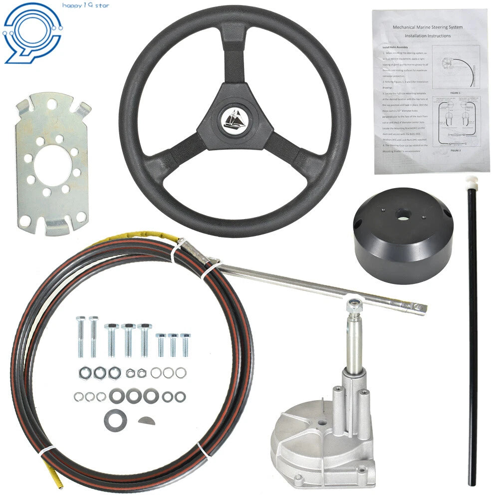 Boat Rotary Steering System Outboard Kit SS13713 for Marine (12.4" Wheel)