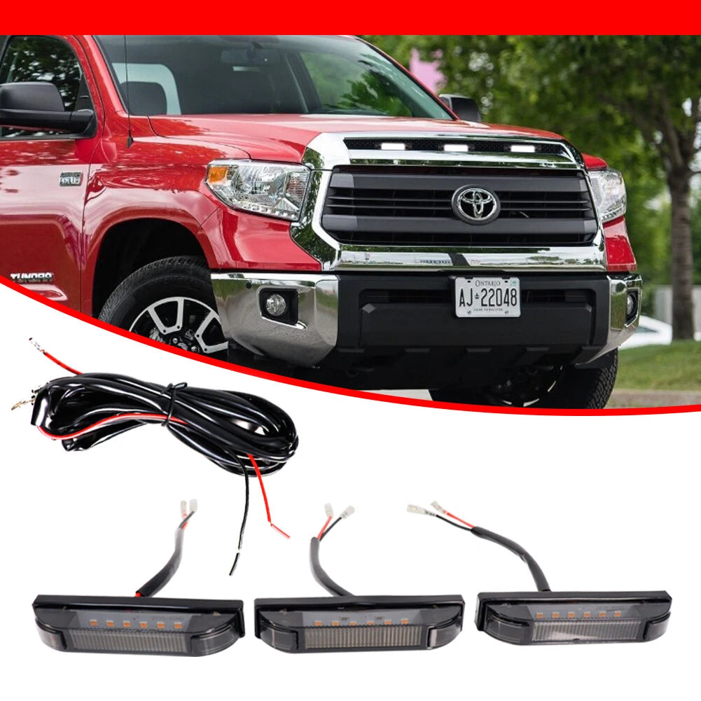 3X Smoked White LED Grille Marker Lights for Toyota Tundra (2014–2021)