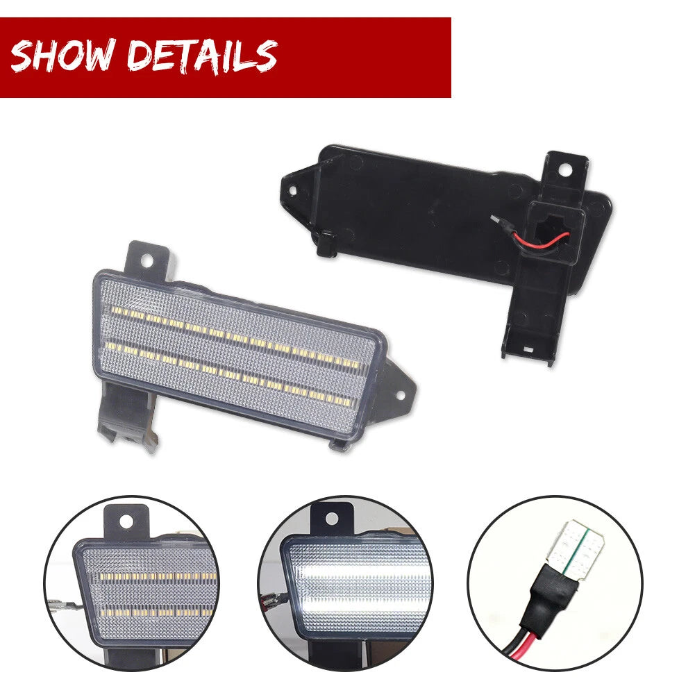 2X Clear White LED Front Side Marker Lights for Chevy Chevelle El Camino (1970)