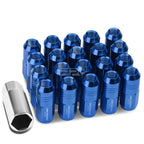 20 PCS Closed End M12x1.25 50mm Tall Blue Aluminum Lug Nuts + Adapter