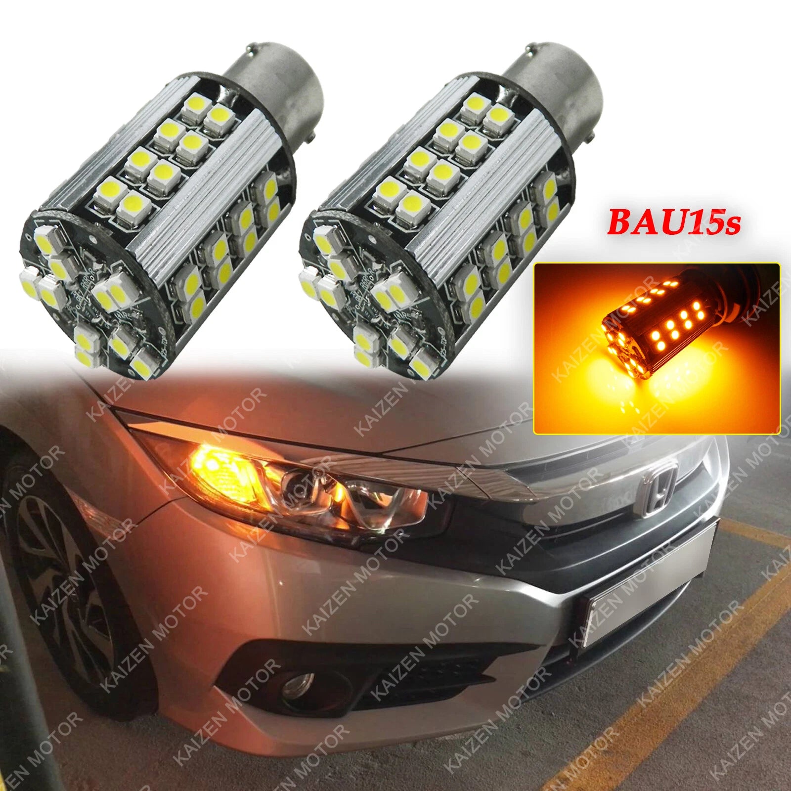Canbus BAU15s PY21W Amber LED Turn Signal Bulbs for 2-Pack (50-SMD)